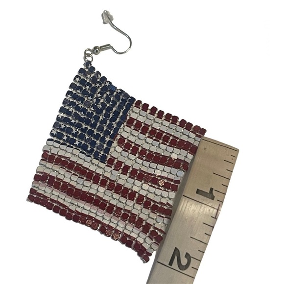 USA Flag Earrings Drop Dangle New With Tags - Picture 13 of 16